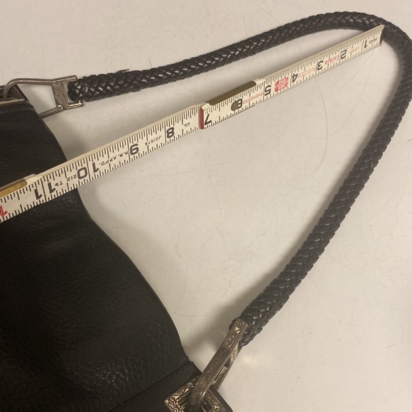 BRIGHTON Black Pebbled Leather Shoulder Bag Purse - Picture 13 of 17